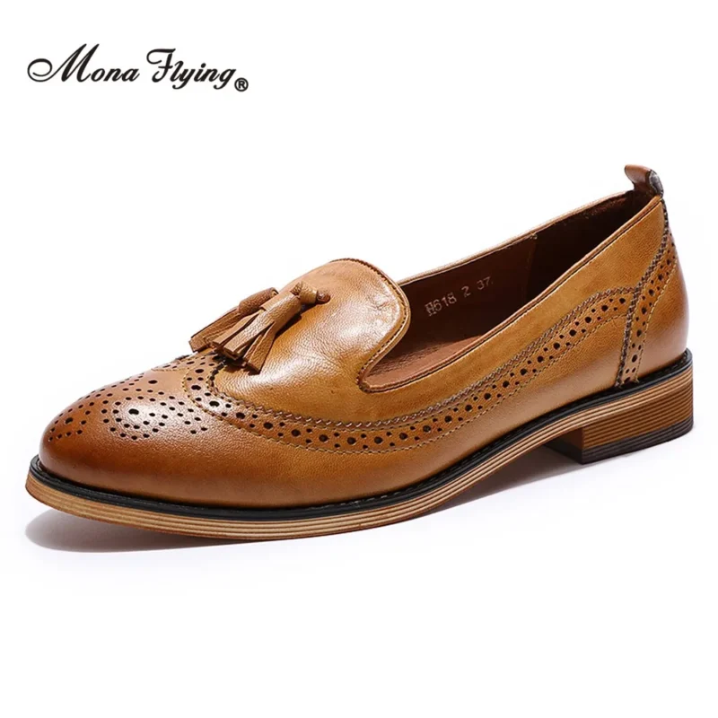Tassel Penny Loafers Genuine Leather Women's Flat Shoes with Sheepskin Insole for Office Comfort - Image 9