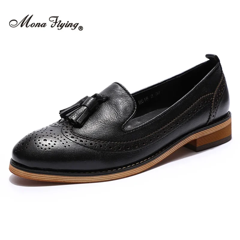 Tassel Penny Loafers Genuine Leather Women's Flat Shoes with Sheepskin Insole for Office Comfort - Image 8