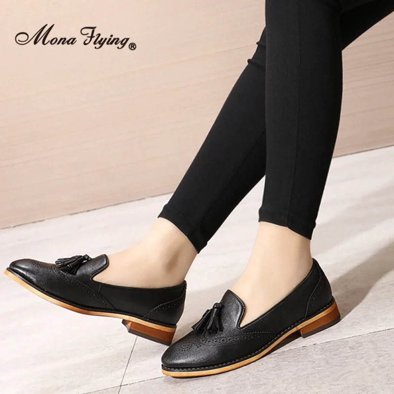 Tassel Penny Loafers Genuine Leather Women's Flat Shoes with Sheepskin Insole for Office Comfort - Image 4