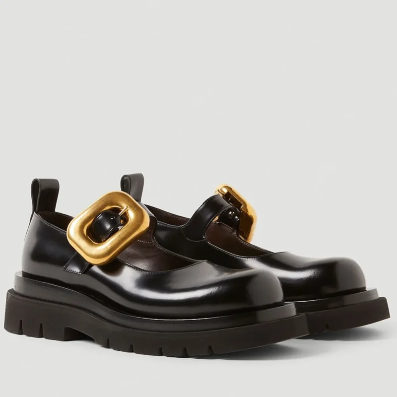 Buckled Platform Block Heel Loafers with Round Toe for Women's Fashion - Image 4
