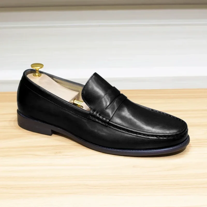 Classic Genuine Leather Penny Loafers for Men with Cushioned Insole for Business and Formal Wear - Image 3