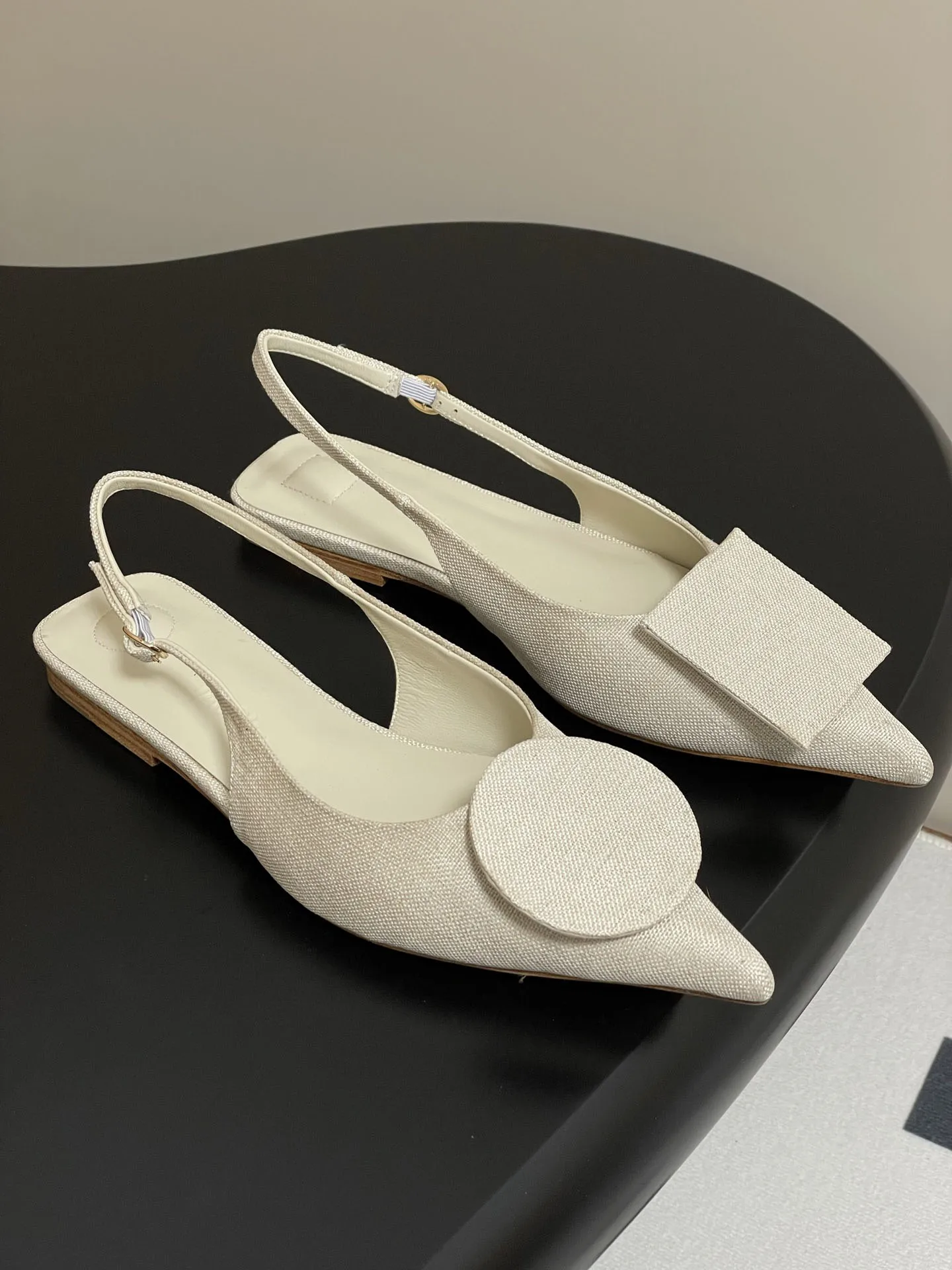 Premium leather slingback ballet flats with sheepskin insole for ultimate casual comfort