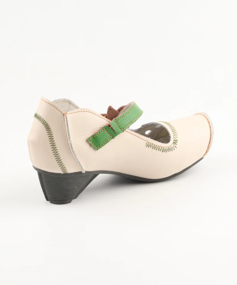 Floral Embroidered Genuine Leather Mary Jane Pumps with Low Heel for Women - Image 2