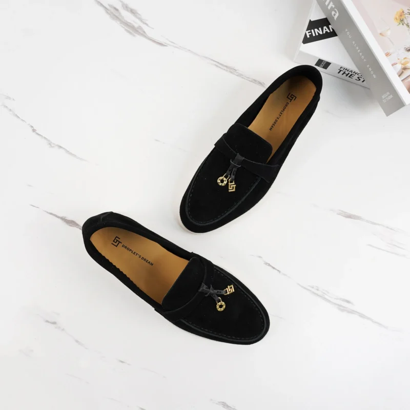 Premium Suede Slip-On Mule Loafers with Metal Pendant for All-Day Comfort - Image 3