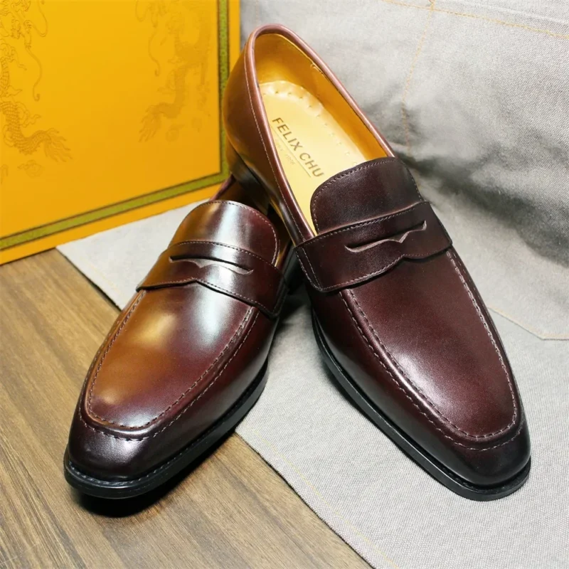 Handcrafted Genuine Calf Leather Penny Loafers for Men with Sheepskin Insole - Image 3