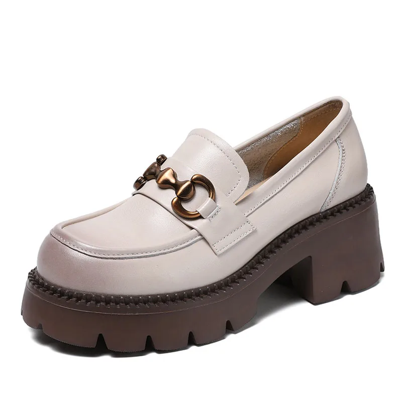 Premium retro platform loafers with metallic detailing ideal for elevated dressy occasions