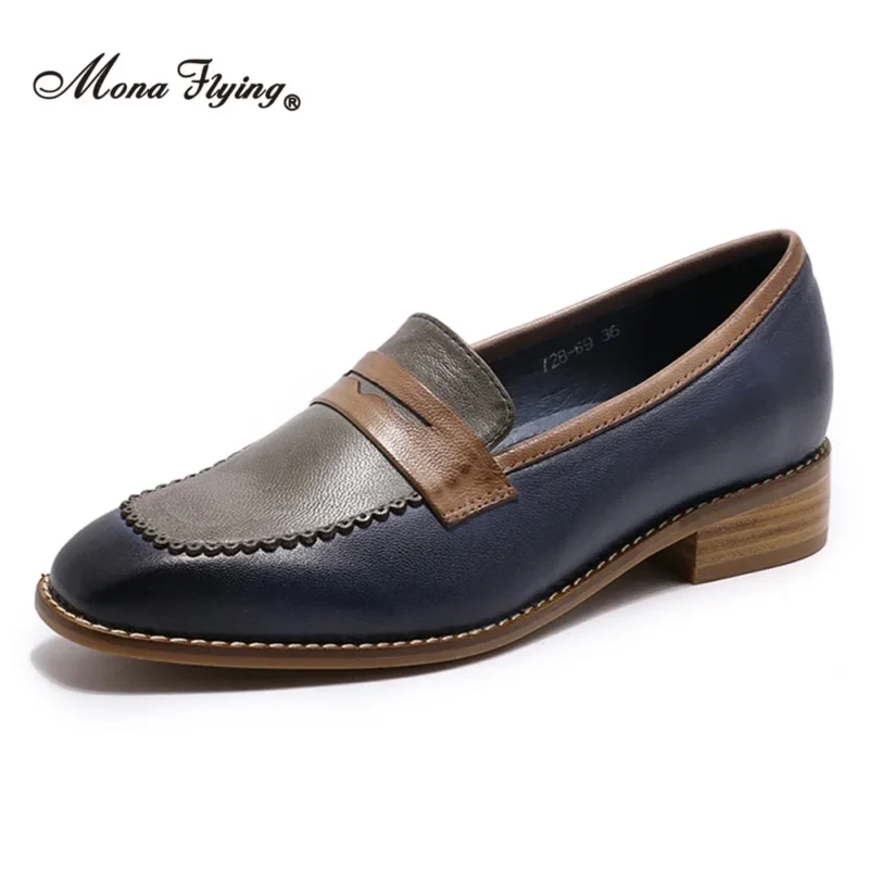 Classic Genuine Leather Square Toe Penny Loafers for Women with Comfortable Pigskin Insole - Image 10