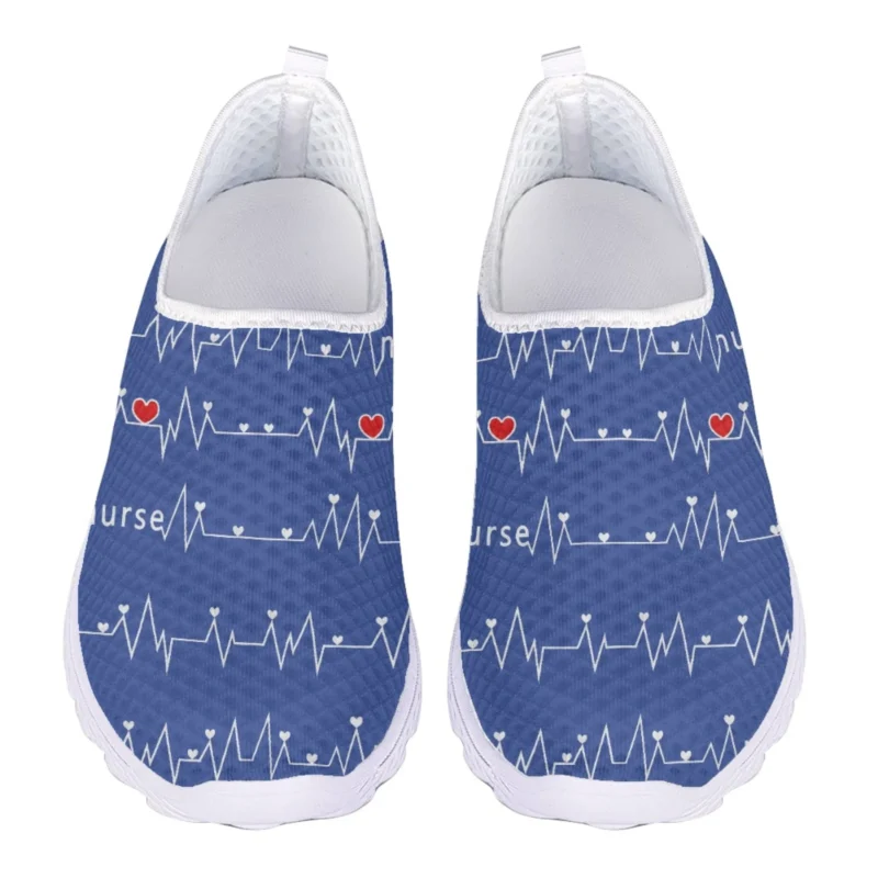Breathable Mesh Women's Penny Loafers with Cardiogram Print for Summer Comfort - Image 8