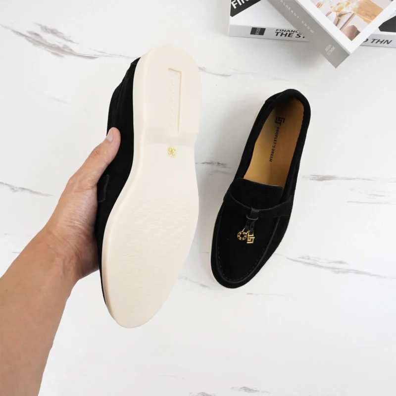 Premium Suede Slip-On Mule Loafers with Metal Pendant for All-Day Comfort - Image 5