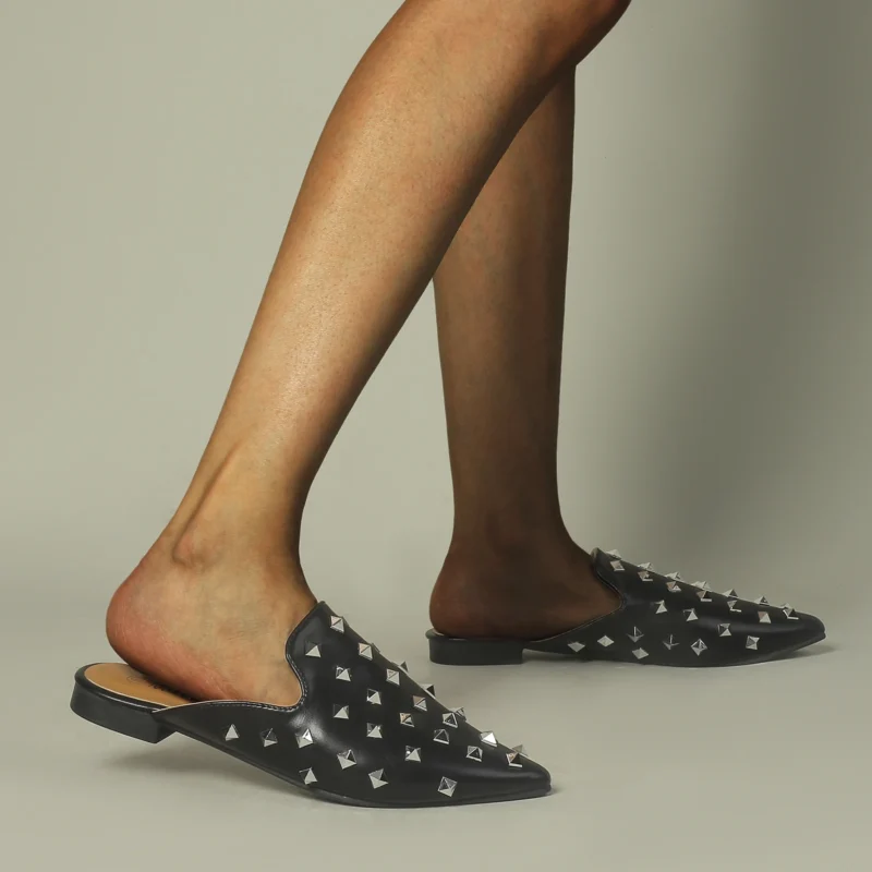 Pointed Toe Backless Loafers with Low Heel Comfortable Slip-On Mules for Women - Image 5