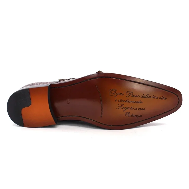 Premium Double Monk Strap Leather Dress Shoes for Men with Plain Toe Design - Image 3