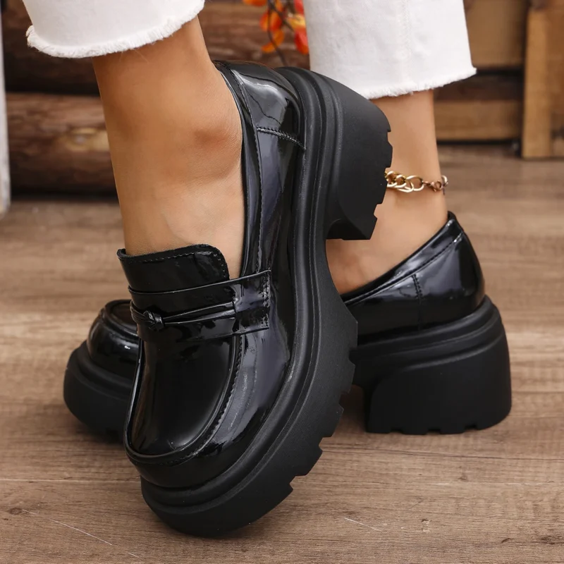 Gothic Chunky Platform Loafers for Women with Round Toe and Lug Sole - Image 5