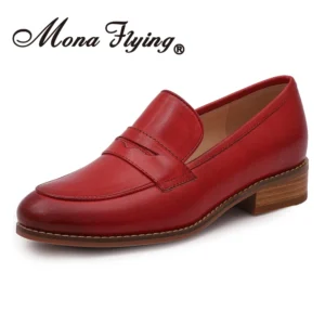 Classic Genuine Leather Penny Loafers for Women with Cushioned Comfort for Office and Casual Wear