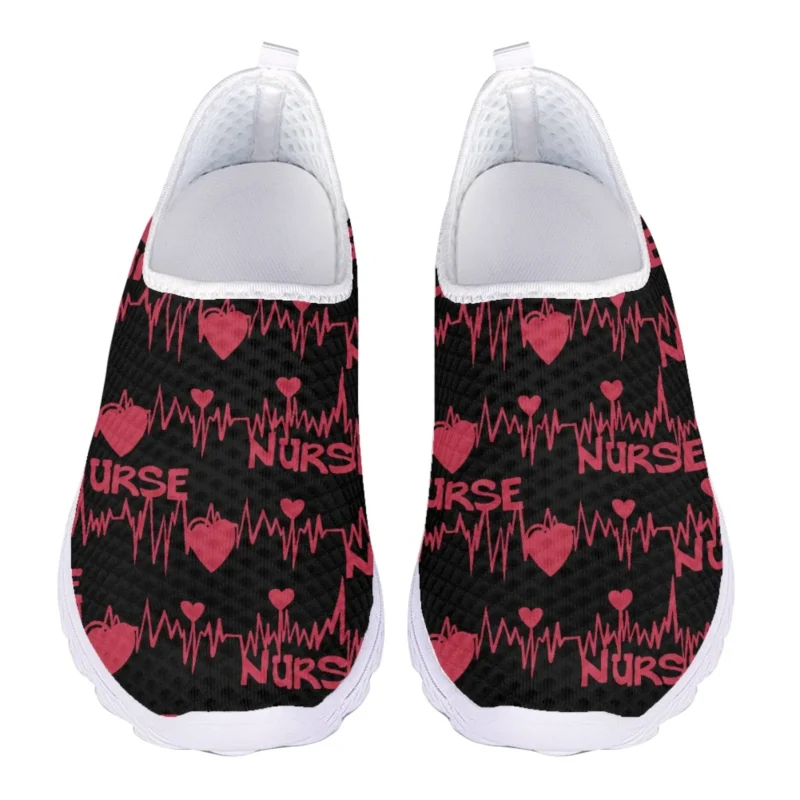 Breathable Mesh Women's Penny Loafers with Cardiogram Print for Summer Comfort - Image 11