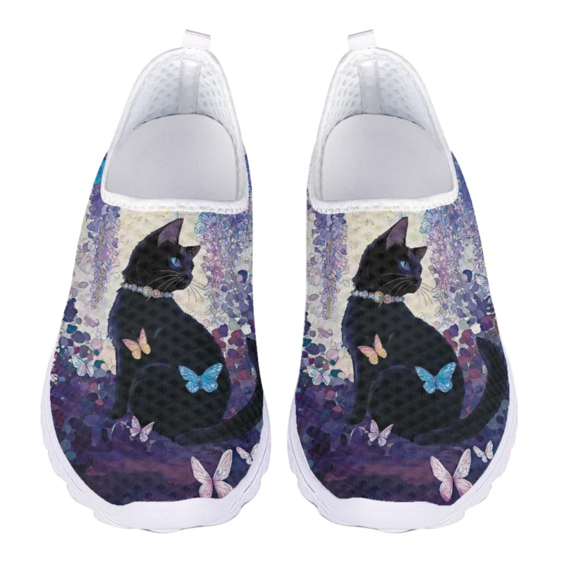 Breathable Mesh Cat Print Slip-On Loafers for Women with Cushioned EVA Insole - Image 8