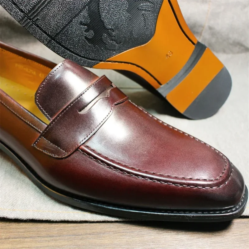Handcrafted Genuine Calf Leather Penny Loafers for Men with Sheepskin Insole - Image 5