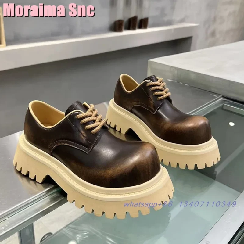 Round Toe Block Heel Loafers with Lace-up Design for Stylish Comfort