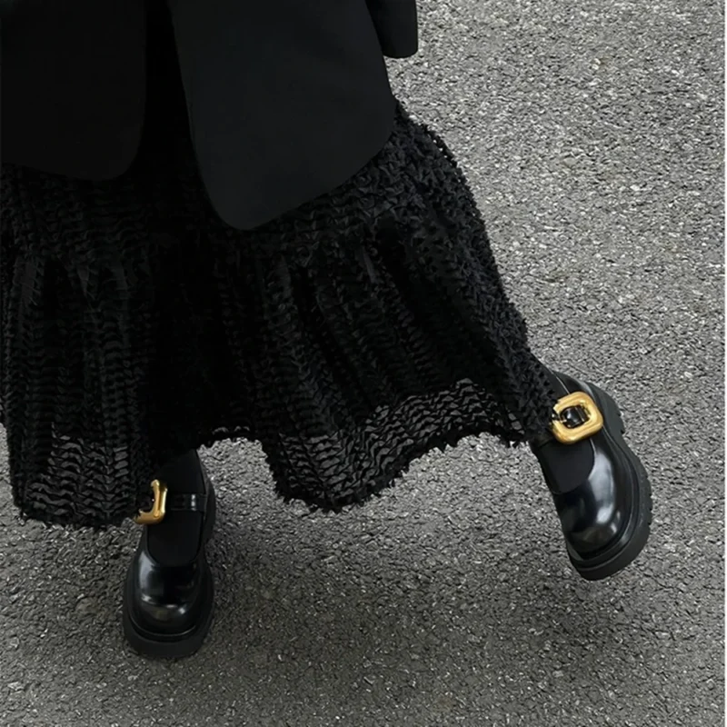 Buckled Platform Block Heel Loafers with Round Toe for Women's Fashion - Image 2