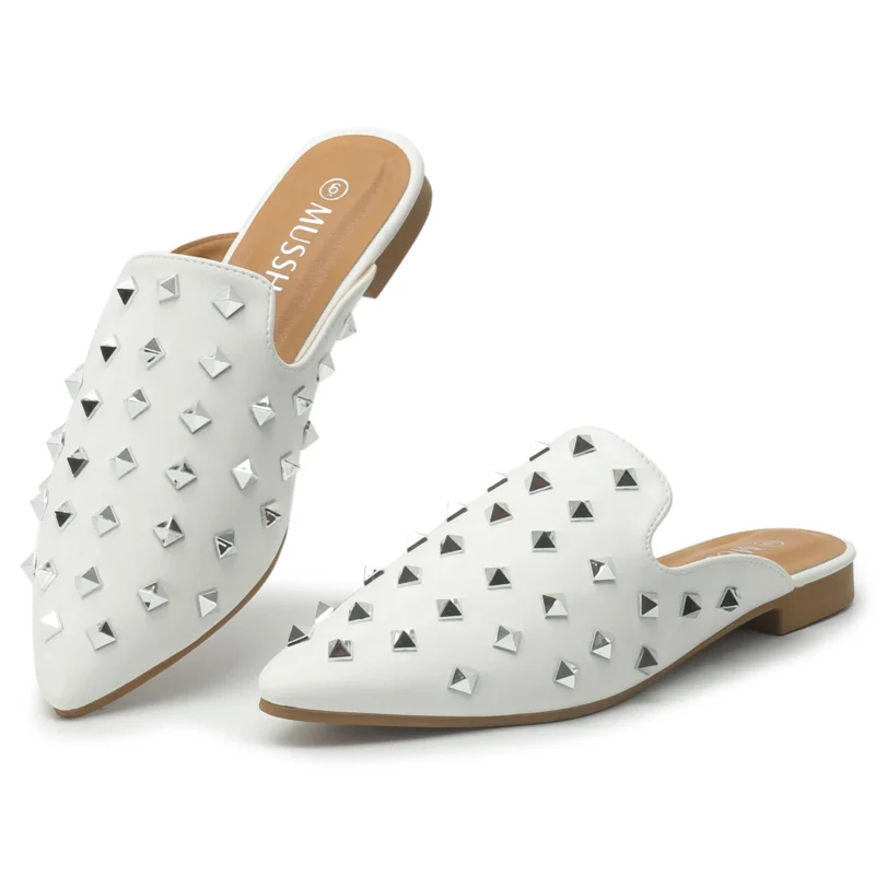 Pointed Toe Backless Loafers with Low Heel Comfortable Slip-On Mules for Women - Image 7
