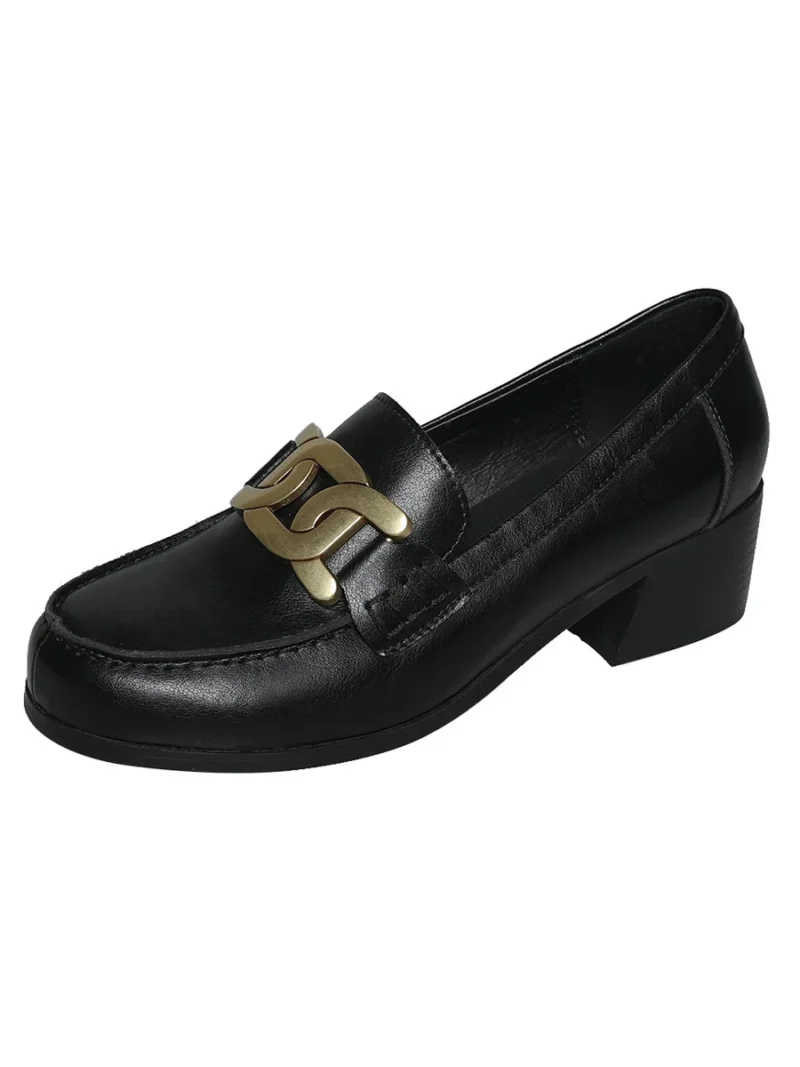 Classic Genuine Leather Horsebit Loafers with Square Heel for Women's All-Day Comfort - Image 8
