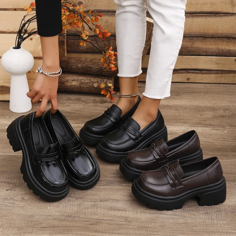 Gothic Chunky Platform Loafers for Women with Round Toe and Lug Sole - Image 6