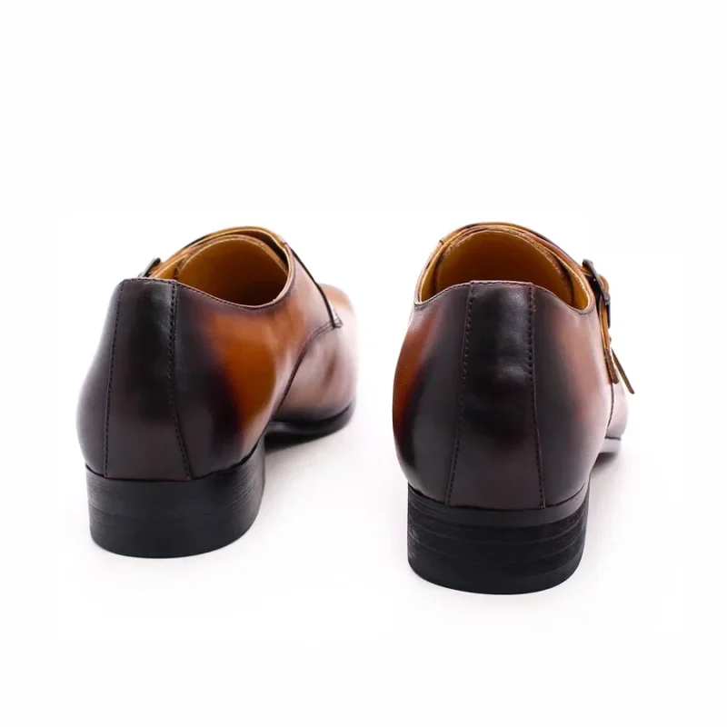 Premium Double Monk Strap Leather Dress Shoes for Men with Pointed Toe Design - Image 6