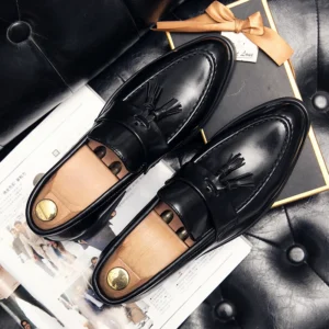 Classic Tassel Loafers for Men with Pointed Toe Comfortable Driving Shoes