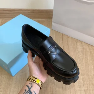 Platform Square Heel Patent Leather Loafers for Women with Height Increasing Comfort