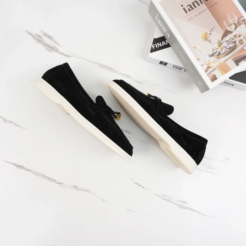 Premium Suede Slip-On Mule Loafers with Metal Pendant for All-Day Comfort - Image 4