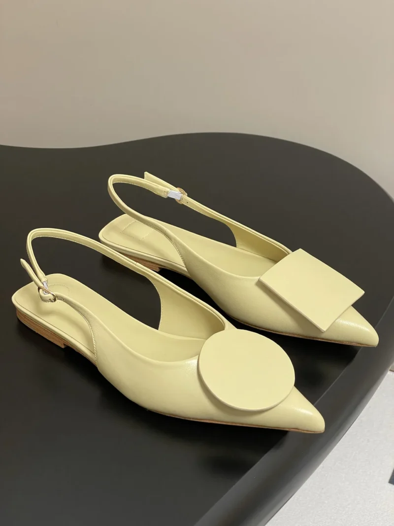 Premium Leather Slingback Ballet Flats with Comfortable Sheepskin Insole for Casual Wear - Image 5