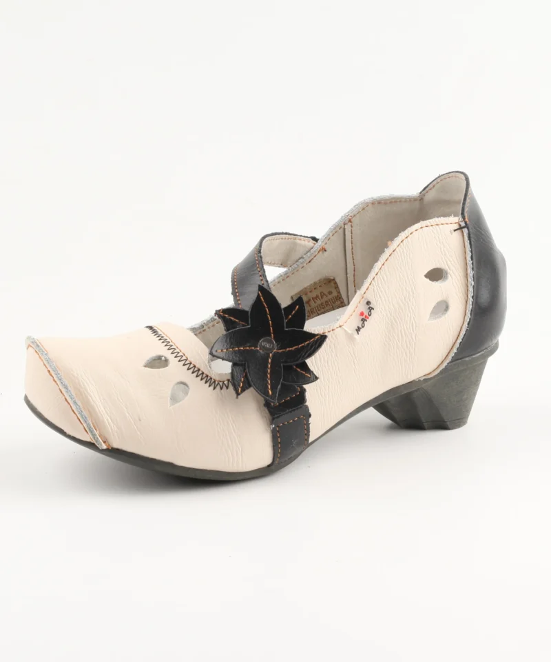 Floral Embroidered Genuine Leather Mary Jane Pumps with Low Heel for Women - Image 6