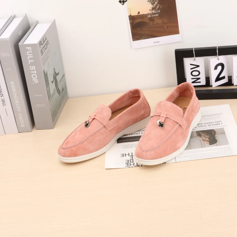 Classic Suede Low Heel Loafers for Women with Metal Decoration - Image 9