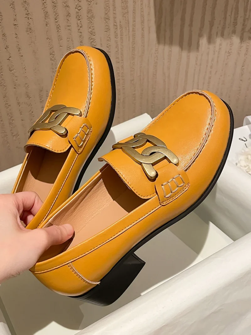 Classic Genuine Leather Horsebit Loafers with Square Heel for Women's All-Day Comfort - Image 7