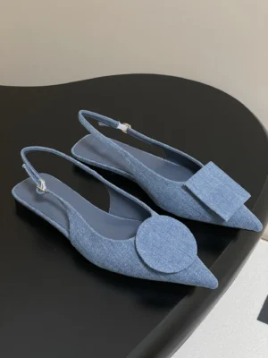 Premium Leather Slingback Ballet Flats with Comfortable Sheepskin Insole for Casual Wear