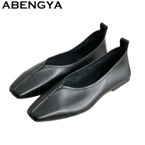 Classic Genuine Leather Round Toe Loafers for Women with Comfortable Sheepskin Insole