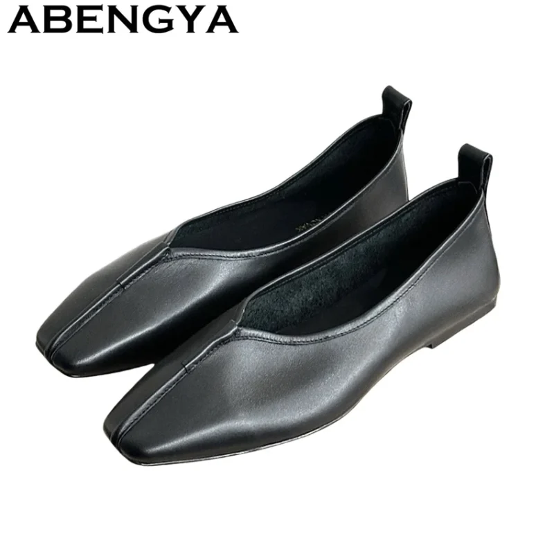 Classic Genuine Leather Round Toe Loafers for Women with Comfortable Sheepskin Insole