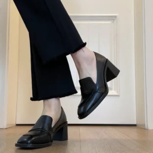 Classic Square Heel Loafers for Women with Comfortable EVA Insole for Office & Casual Wear