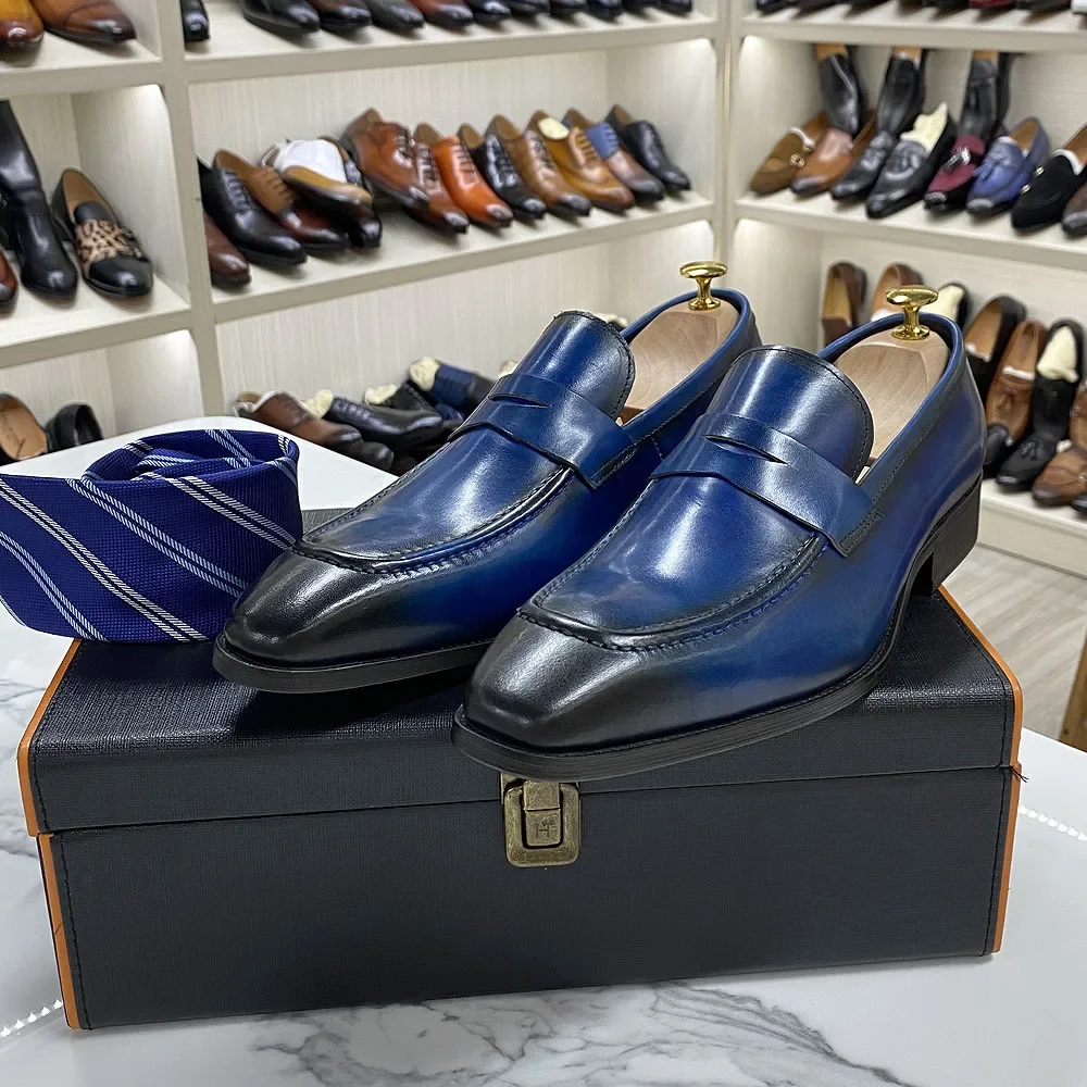 Professional polish and shine on classic leather penny loafers
