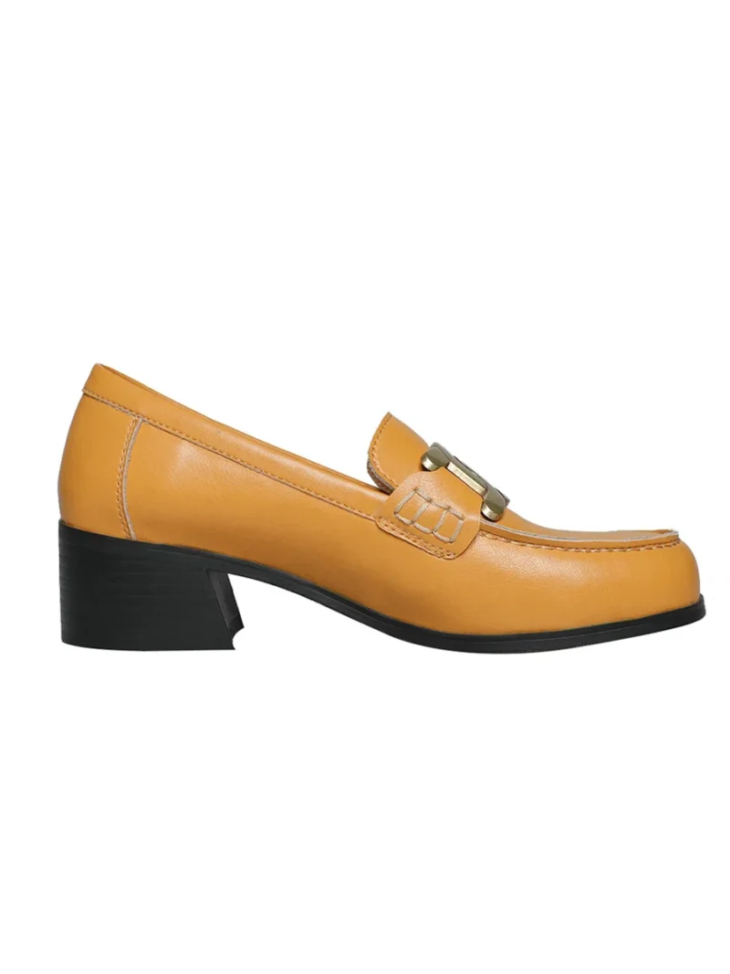 Classic Genuine Leather Horsebit Loafers with Square Heel for Women's All-Day Comfort - Image 4