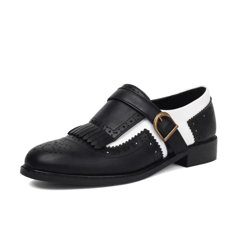 Classic Tassel Buckle Loafers for Women with Round Toe Low Heel for Casual Wear - Image 7