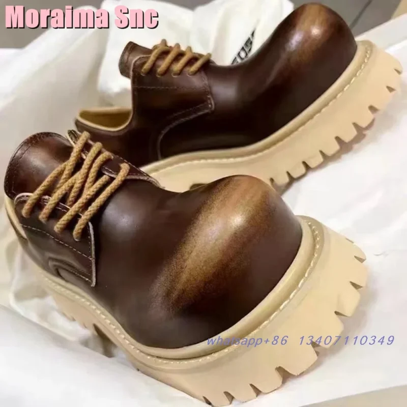 Round Toe Block Heel Loafers with Lace-up Design for Stylish Comfort - Image 3