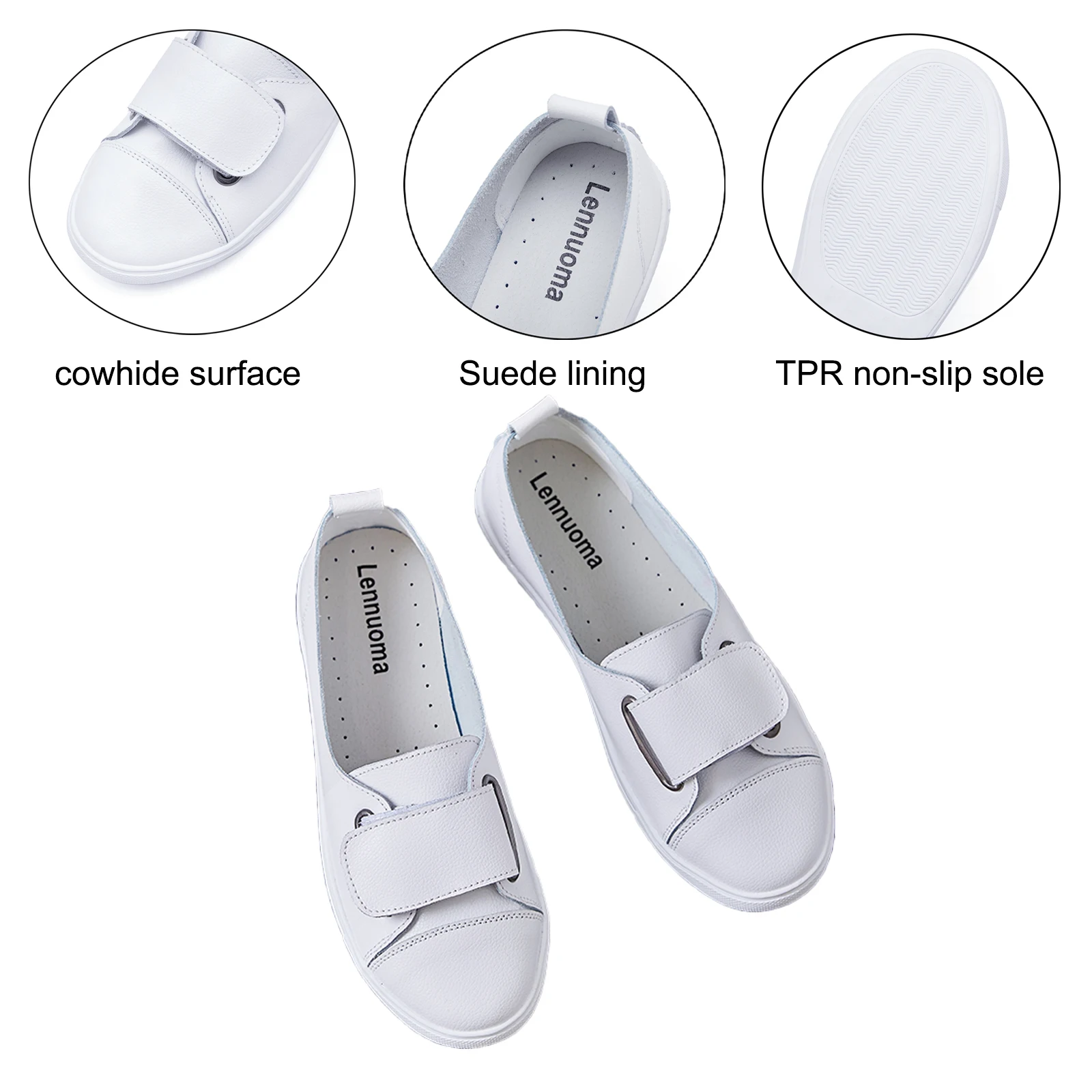 Premium quality white leather loafers showing craftsmanship details