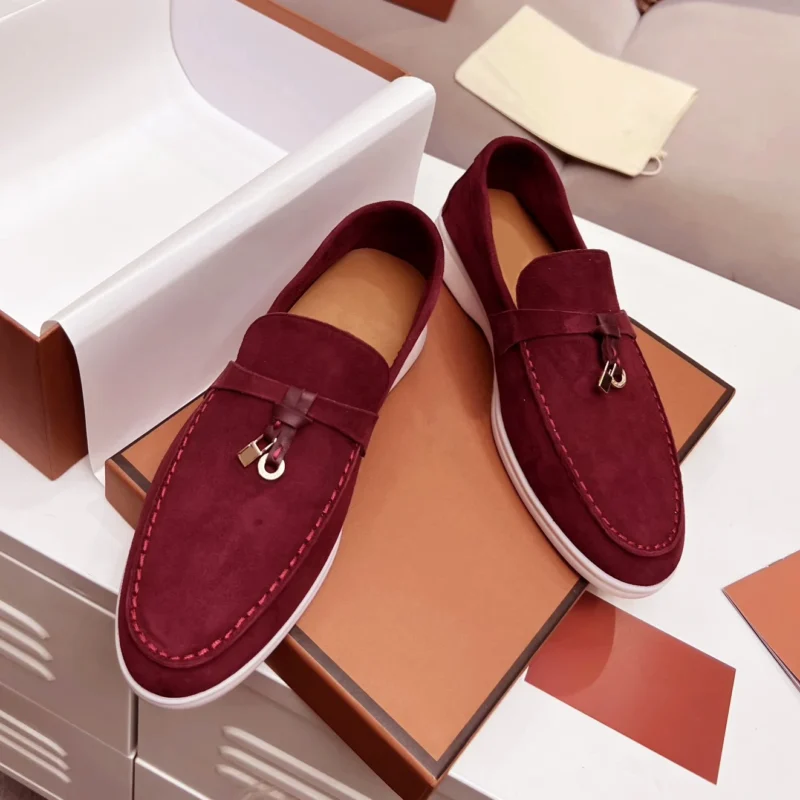 Classic Suede Low Heel Loafers for Women with Metal Decoration - Image 15