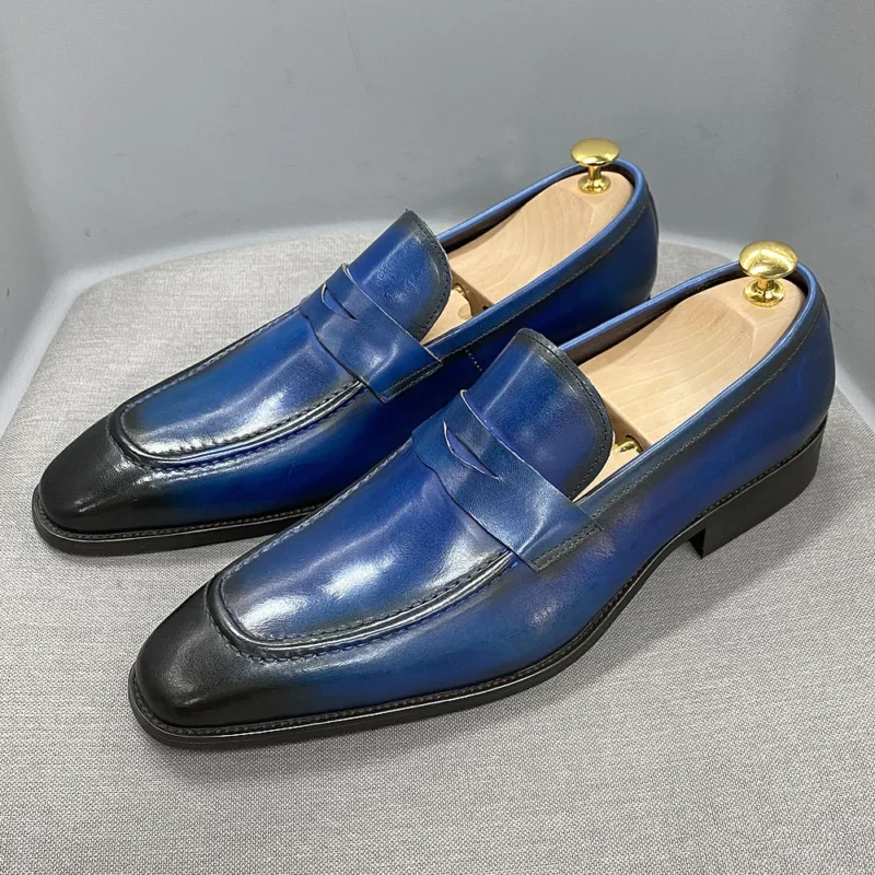 Handcrafted Genuine Leather Penny Loafers for Men with Pointed Toe for Business Attire - Image 8