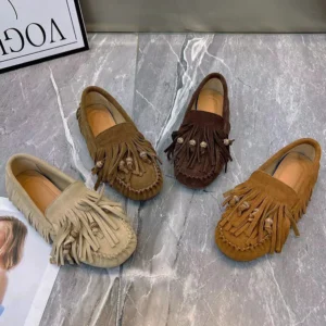 Classic Patent Leather Tassel Loafers for Women with Slip-Resistant Soles