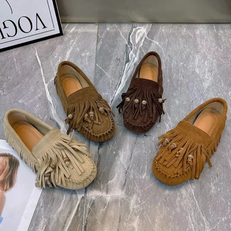 Classic Patent Leather Tassel Loafers for Women with Slip-Resistant Soles
