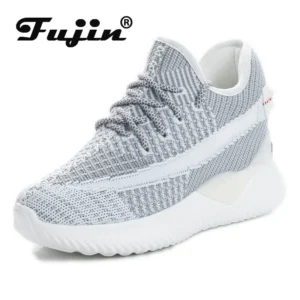 Breathable Mesh Platform Wedge Sneakers for Women with Cushioned Comfort