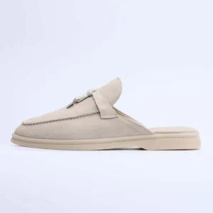 Luxury Suede Tassel Loafer Mules with Metal Buckle for Women's All-Day Comfort