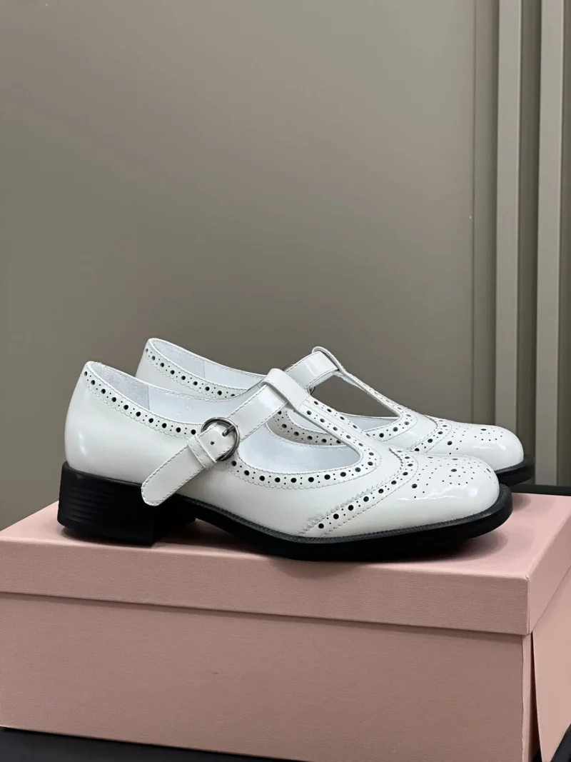 Classic Leather T-Strap Mary Jane Loafers with Brogue Detail for Everyday Comfort - Image 2