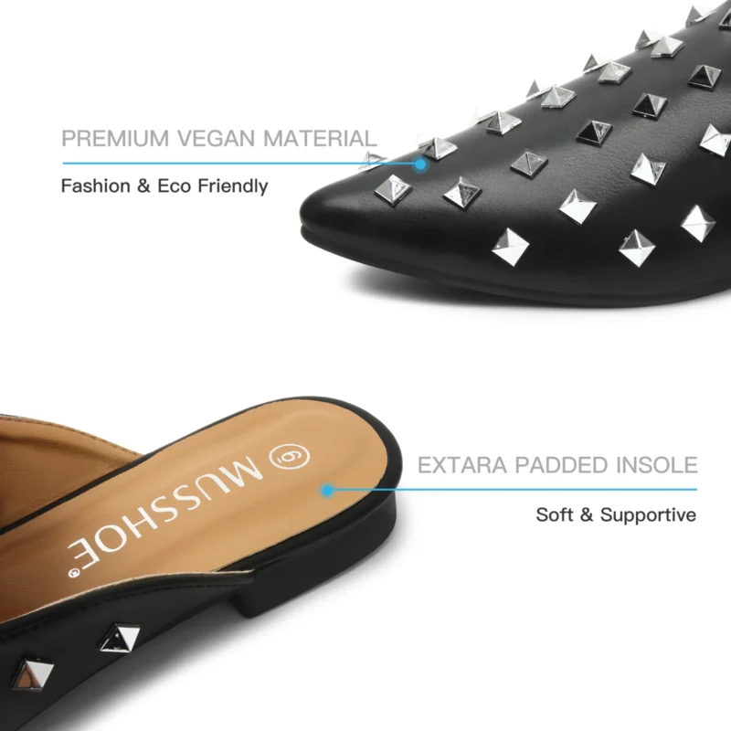 Pointed Toe Backless Loafers with Low Heel Comfortable Slip-On Mules for Women - Image 4